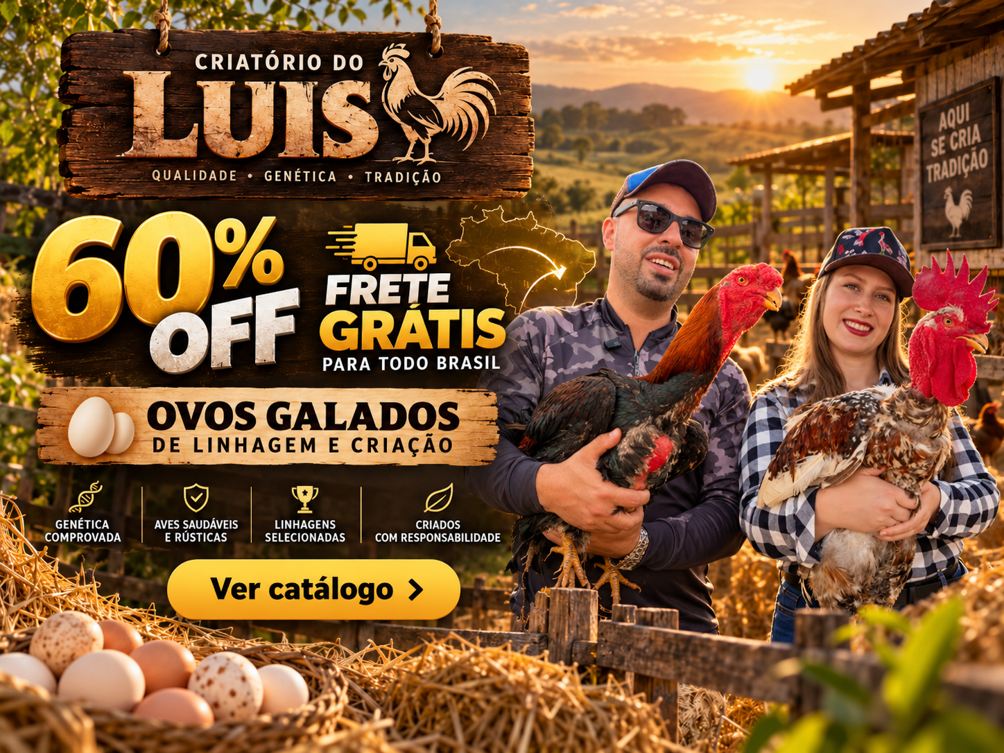 Criatório do Luis — tradição e qualidade: ovos galados de linhagem e criação, com desconto e frete grátis para todo o Brasil