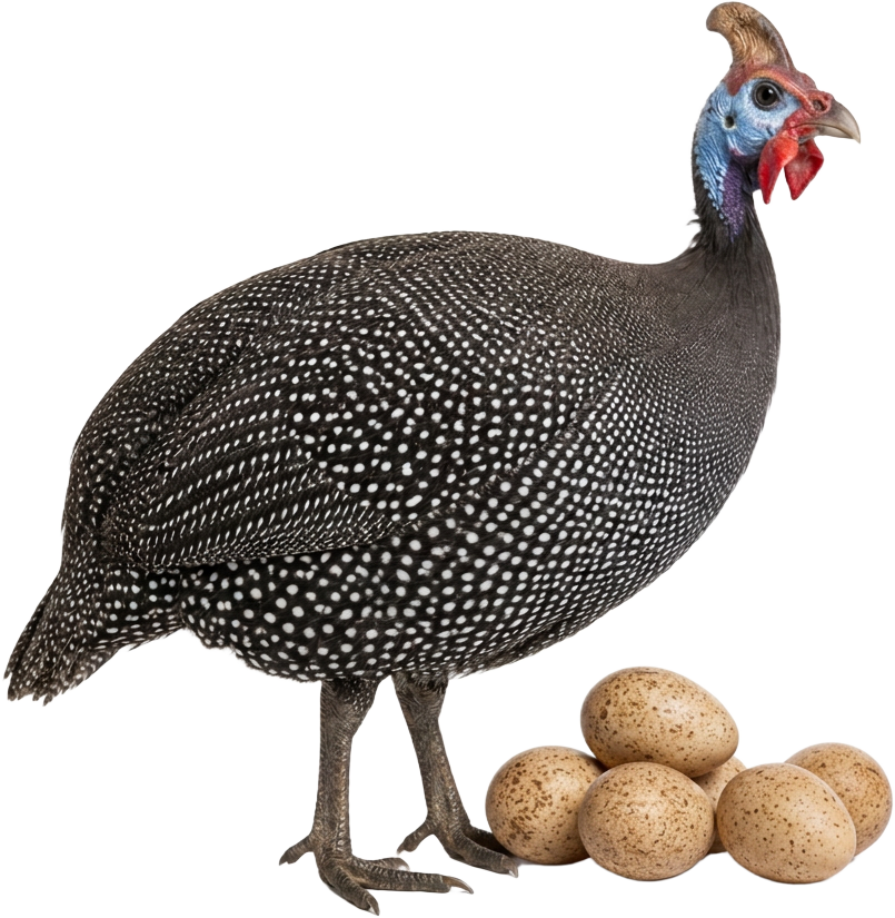 Galo Angola (Galinha d'Angola) e ovos férteis — imagem ilustrativa